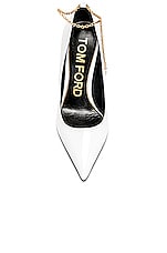 TOM FORD Patent Leather Chain Pump 105 in White, view 4, click to view large image.