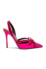 TOM FORD Satin &amp; Velvet Bow Slingback 105 in Crimson Pink, view 1, click to view large image.