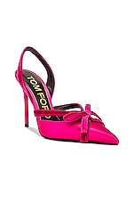 TOM FORD Satin &amp; Velvet Bow Slingback 105 in Crimson Pink, view 2, click to view large image.