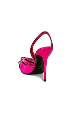 TOM FORD Satin &amp; Velvet Bow Slingback 105 in Crimson Pink, view 3, click to view large image.