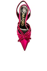 TOM FORD Satin &amp; Velvet Bow Slingback 105 in Crimson Pink, view 4, click to view large image.