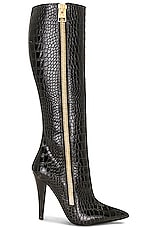 TOM FORD Croc Zip Knee High Boot 105 in Black, view 1, click to view large image.