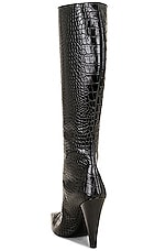 TOM FORD Croc Zip Knee High Boot 105 in Black, view 3, click to view large image.
