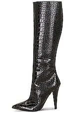 TOM FORD Croc Zip Knee High Boot 105 in Black, view 5, click to view large image.
