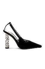 TOM FORD Bejeweled 105 Velvet Slingback Pump in Black, view 1, click to view large image.