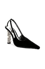 TOM FORD Bejeweled 105 Velvet Slingback Pump in Black, view 2, click to view large image.