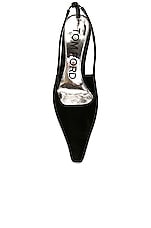 TOM FORD Bejeweled 105 Velvet Slingback Pump in Black, view 4, click to view large image.