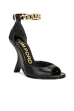 TOM FORD Iconic Chain 105 Sandal in Black, view 2, click to view large image.