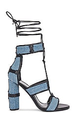 TOM FORD Patchwork 105 Denim Sandal in Blue & Black, view 1, click to view large image.