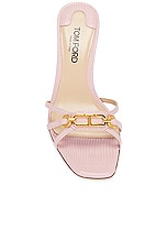 TOM FORD Printed Lizard Whitney 55m Mule in Pastel Pink, view 4, click to view large image.