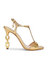 TOM FORD Stamped Python Galaxy 105mm Sandal in Dark Gold, view 1, click to view large image.