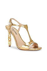 TOM FORD Stamped Python Galaxy 105mm Sandal in Dark Gold, view 2, click to view large image.