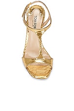 TOM FORD Stamped Python Galaxy 105mm Sandal in Dark Gold, view 4, click to view large image.