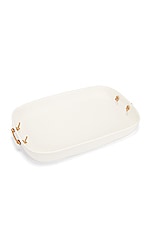 Tina Frey Designs Extra Large Tray with Leather Handles in White, view 1, click to view large image.