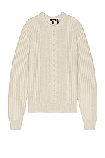 Theory Vilare Dane Wool Sweater in Light Beige Melange, view 1, click to view large image.