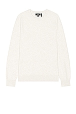 Theory Riland Crew Sweater in Melange Ivory, view 1, click to view large image.