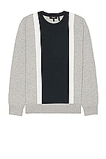 Theory Intarsia Crew Sweater in Light Grey Heather, view 1, click to view large image.