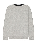 Theory Intarsia Crew Sweater in Light Grey Heather, view 2, click to view large image.