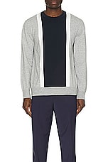 Theory Intarsia Crew Sweater in Light Grey Heather, view 3, click to view large image.