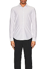 Theory Sylvain And Blaine Stripe Shirt in White & Pestle, view 3, click to view large image.