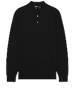 Theory Goris Long Sleeve Polo in Black, view 1, click to view large image.