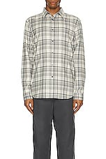 Theory Irving Medium Plaid Woven Shirt in Ivory Multi, view 3, click to view large image.