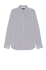Theory Irving Long Sleeve Shirt in White & Navy, view 1, click to view large image.