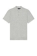 Theory Goris Sweater Polo in Light Grey Heather, view 1, click to view large image.