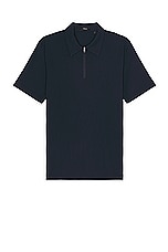 Theory Ryder Quarter Zip Polo in Baltic, view 1, click to view large image.