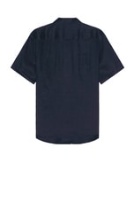 Theory Irving Linen Short Sleeve Shirt in Baltic, view 2, click to view large image.