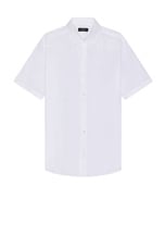 Theory Irving Linen Short Sleeve Shirt in White, view 1, click to view large image.