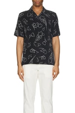 Theory Irving Short Sleeve Shirt in Black Multi, view 3, click to view large image.