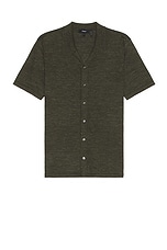 Theory Button Down Shirt in Dark Olive, view 1, click to view large image.