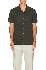 Theory Button Down Shirt in Dark Olive, view 3, click to view large image.