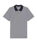 Theory Bron Short Sleeve Polo in Baltic & White, view 1, click to view large image.