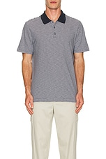 Theory Bron Short Sleeve Polo in Baltic & White, view 4, click to view large image.