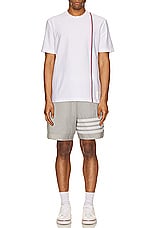 Thom Browne Nylon Ripstop Shorts in Light Grey, view 5, click to view large image.