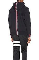 Thom Browne Zipper Hoodie in Navy, view 1, click to view large image.