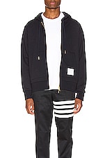 Thom Browne Zipper Hoodie in Navy, view 2, click to view large image.