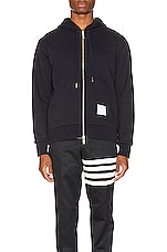 Thom Browne Zipper Hoodie in Navy, view 3, click to view large image.