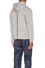 Thom Browne Zipper Hoodie in Light Grey, view 1, click to view large image.