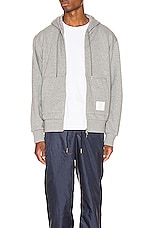 Thom Browne Zipper Hoodie in Light Grey, view 2, click to view large image.