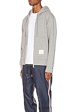 Thom Browne Zipper Hoodie in Light Grey, view 5, click to view large image.