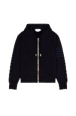 Thom Browne Relaxed Fit Zip Up Hoodie in Navy | FWRD
