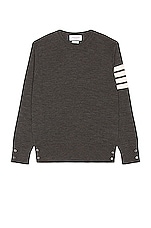 Thom Browne Sustainable Merino Classic Crew Sweater in Dark Grey, view 1, click to view large image.