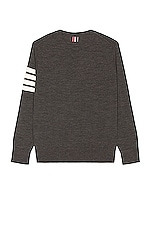 Thom Browne Sustainable Merino Classic Crew Sweater in Dark Grey, view 3, click to view large image.