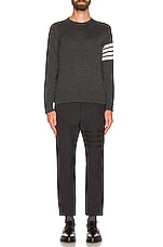 Thom Browne Sustainable Merino Classic Crew Sweater in Dark Grey, view 5, click to view large image.
