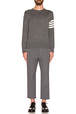 Thom Browne Sustainable Merino Classic Crew Sweater in Medium Grey, view 5, click to view large image.