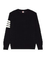 Thom Browne Sustainable Merino Classic Crew Sweater in Navy, view 3, click to view large image.