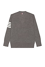 Thom Browne Sustainable Merino Classic Cardigan Sweater in Medium Grey, view 3, click to view large image.